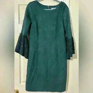 Nanette Lepore faux suede emerald green dress